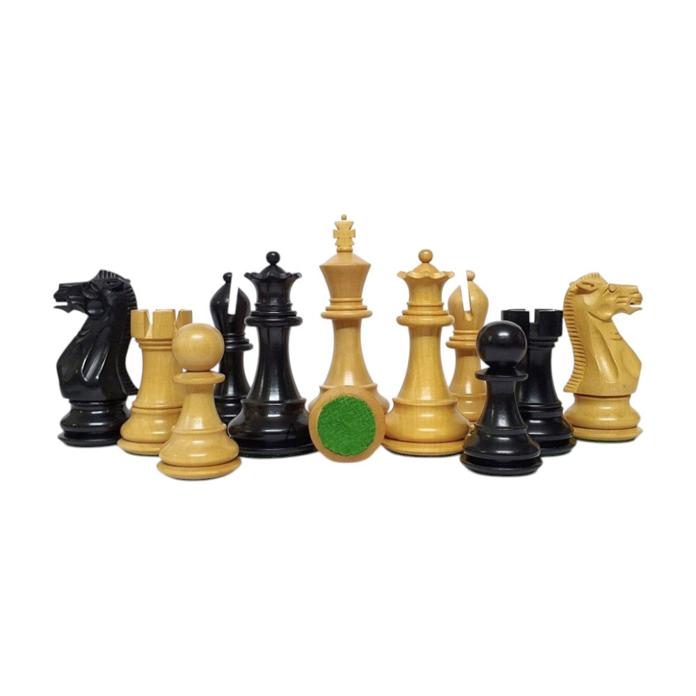 3.75″ Professional Club Staunton Chess Pieces Only Set – Weighted Ebonised Boxwood