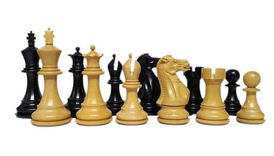 3.75″ Professional Club Staunton Chess Pieces Only Set – Weighted Ebonised Boxwood