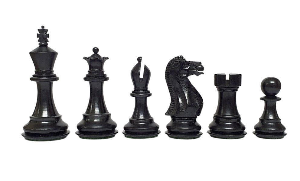 3.75″ Professional Club Staunton Chess Pieces Only Set – Weighted Ebonised Boxwood