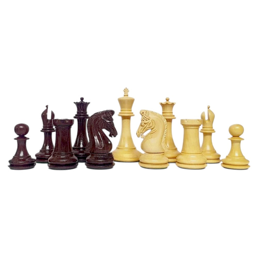 3.9" Imperial Series Reproduced Staunton Chess Pieces Set Only- Weighted Rosewood & Boxwood Pieces