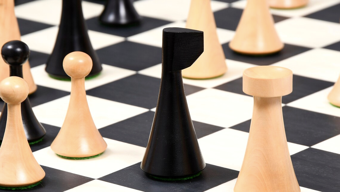 Hermann Ohme Minimalist Series Chess Pieces Only Set- Weighted Ebonised Boxwood