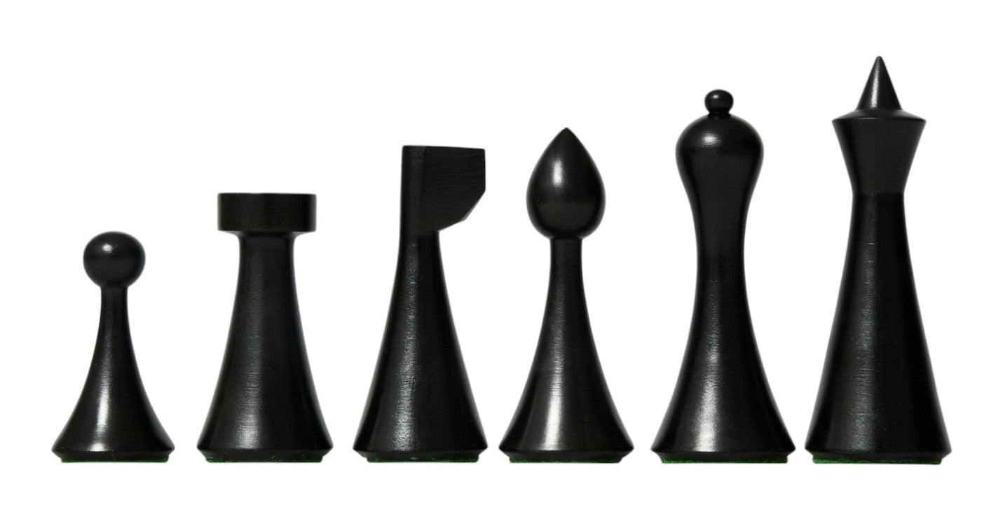 Hermann Ohme Minimalist Series Chess Pieces Only Set- Weighted Ebonised Boxwood
