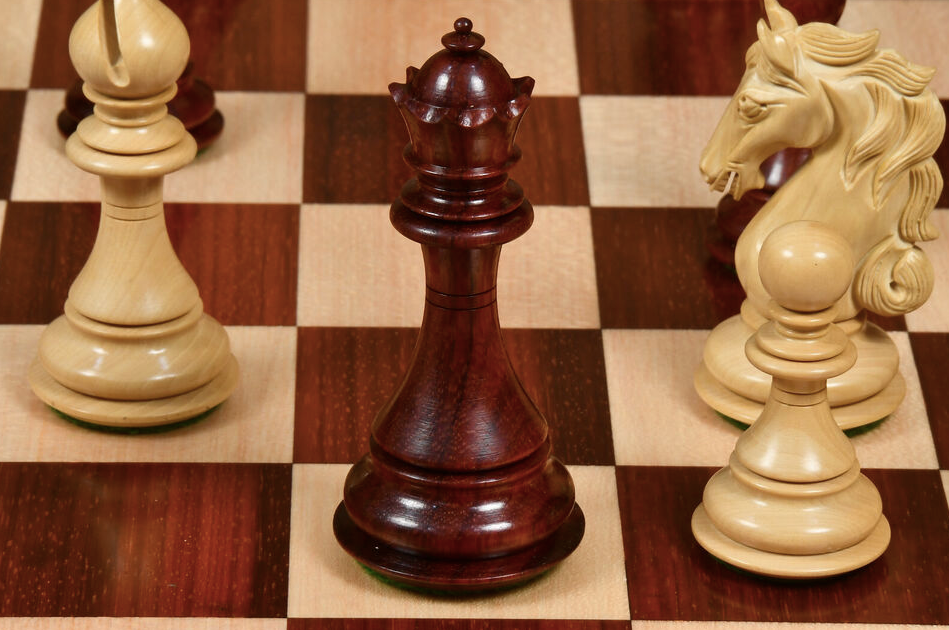 4.5" Shera Series Staunton Luxury Chess Pieces Only Set - Triple Weighted Bud Rosewood