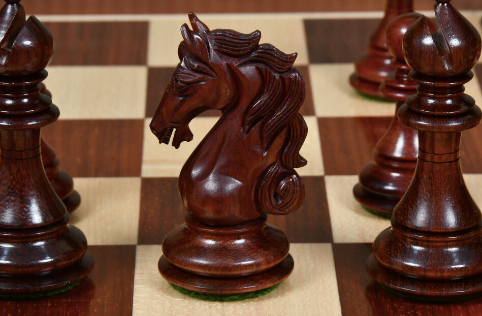 4.5" Shera Series Staunton Luxury Chess Pieces Only Set - Triple Weighted Bud Rosewood