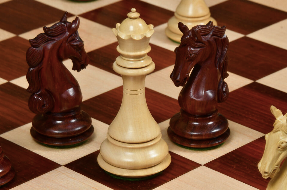 4.5" Shera Series Staunton Luxury Chess Pieces Only Set - Triple Weighted Bud Rosewood
