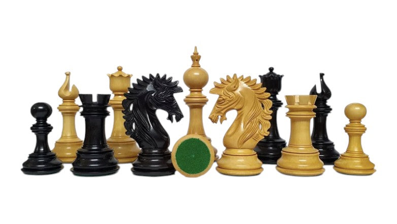 The Camelot Series Artisan Chess Pieces - Triple Weighted Ebony Wood- 4.4" King
