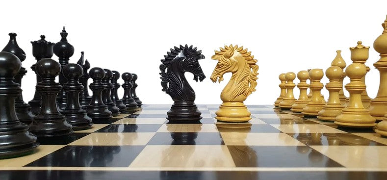 The Camelot Series Artisan Chess Pieces - Triple Weighted Ebony Wood- 4.4" King