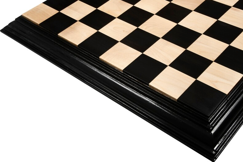 23" Ebony & Maple Wood Solid Luxury Handmade Chessboard with Carved Border - 63 mm Square
