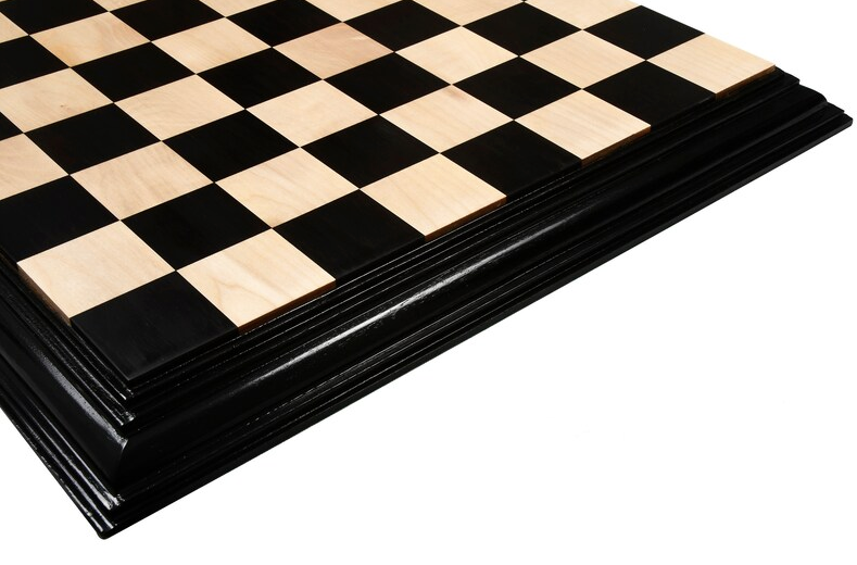 23" Ebony & Maple Wood Solid Luxury Handmade Chessboard with Carved Border - 63 mm Square