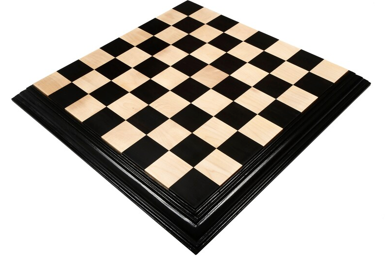 23" Ebony & Maple Wood Solid Luxury Handmade Chessboard with Carved Border - 63 mm Square