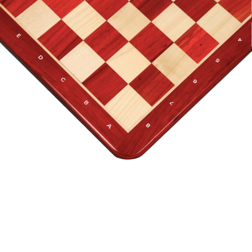 21" Chess board -Solid Luxury Bud Rosewood and Maple- 55 mm square - Algebraic Notations