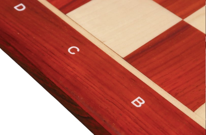 21" Chess board -Solid Luxury Bud Rosewood and Maple- 55 mm square - Algebraic Notations