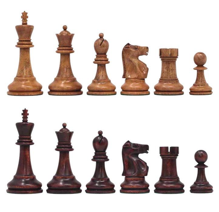 1972 Fischer Spassky Championship Series Chess Pieces Set – Mahogany Stained & Distressed Boxwood