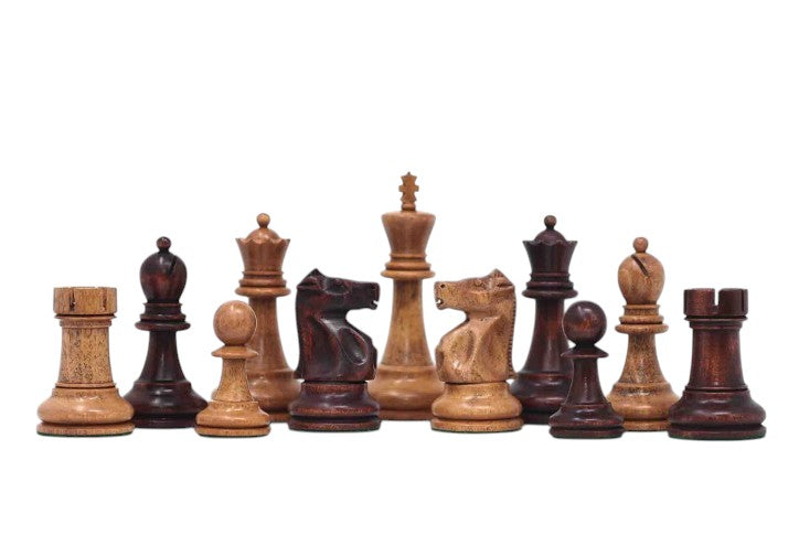 1972 Fischer Spassky Championship Series Chess Pieces Set – Mahogany Stained & Distressed Boxwood