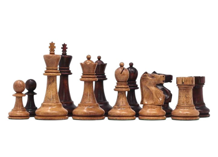 1972 Fischer Spassky Championship Series Chess Pieces Set – Mahogany Stained & Distressed Boxwood