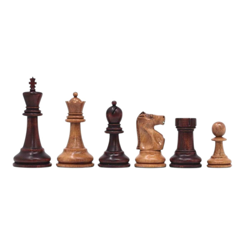 1972 Fischer Spassky Championship Series Chess Pieces Set – Mahogany Stained & Distressed Boxwood