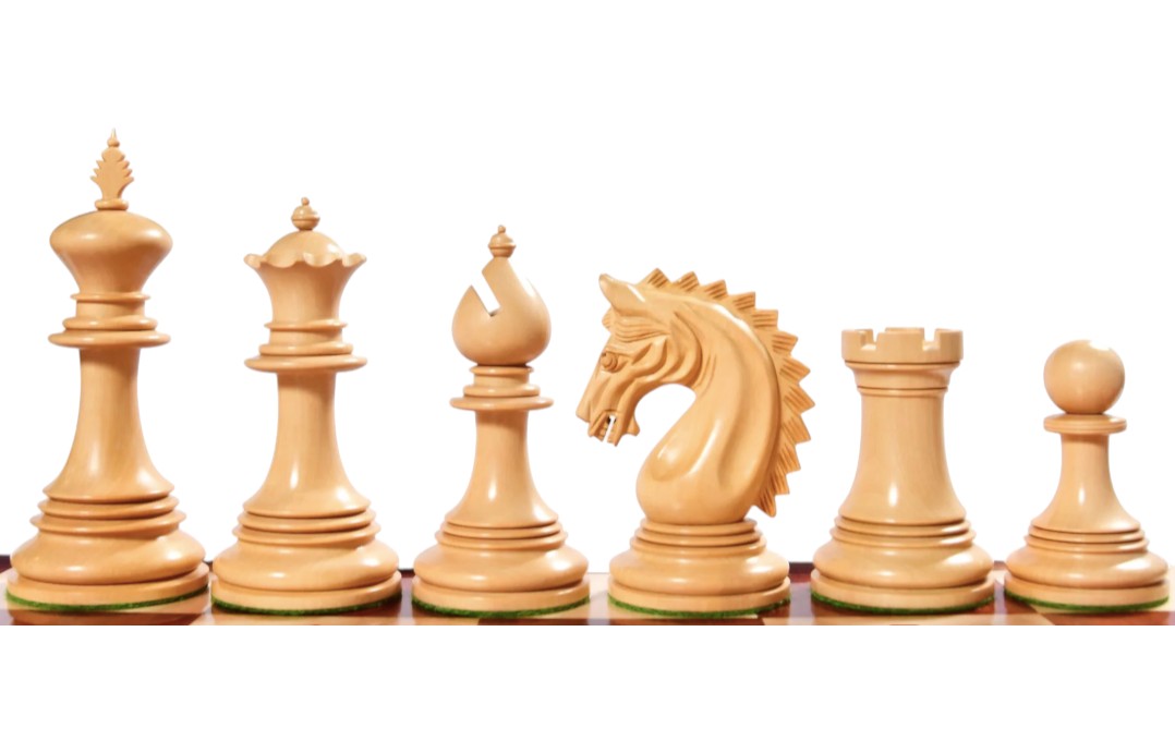 4.2" Luxury Patton Staunton Chess Pieces Only Set- Weighted Ebony wood and Boxwood