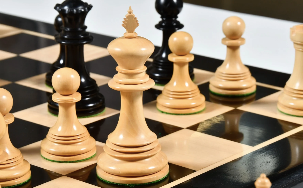 4.2" Luxury Patton Staunton Chess Pieces Only Set- Weighted Ebony wood and Boxwood