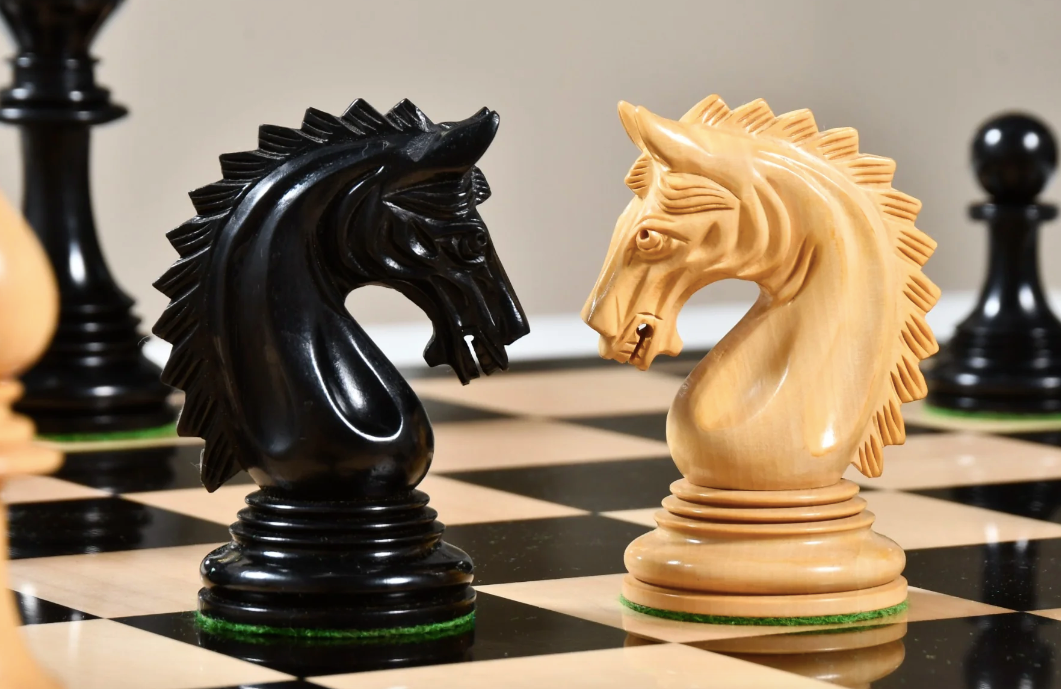 4.2" Luxury Patton Staunton Chess Pieces Only Set- Weighted Ebony wood and Boxwood