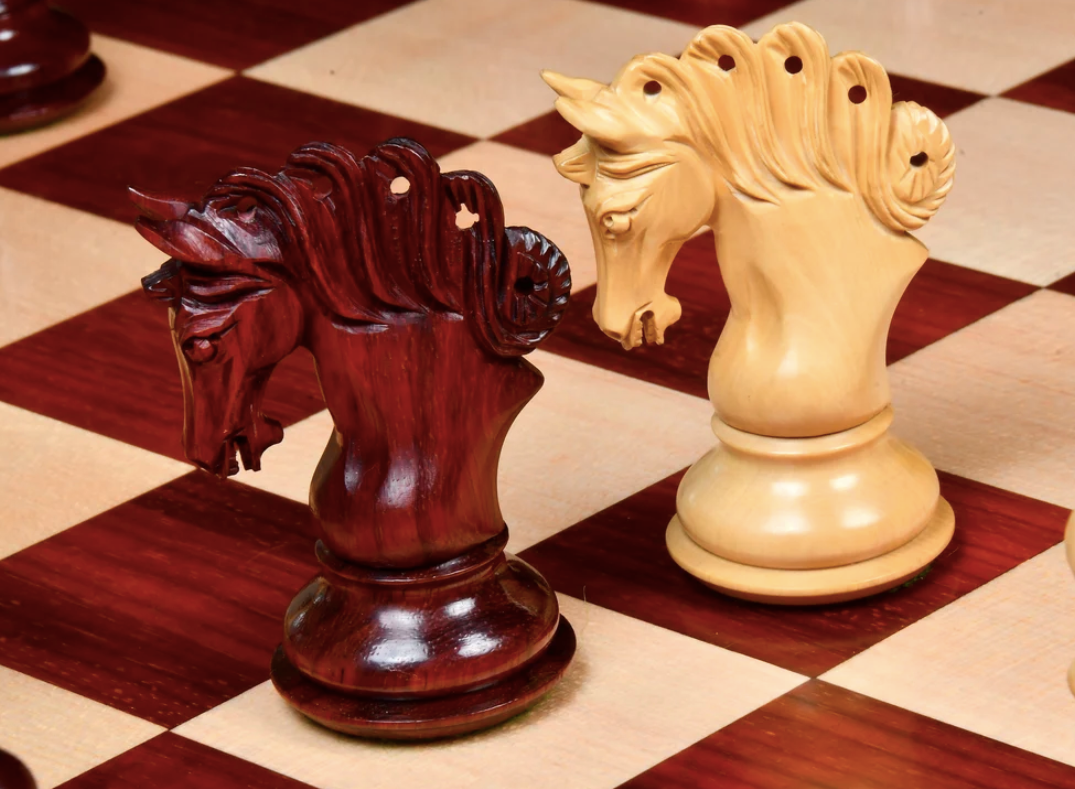 The Pegasus Series Artisan Luxury Staunton Chess Pieces- 4.6" King- Triple Weighted Bud Rosewood