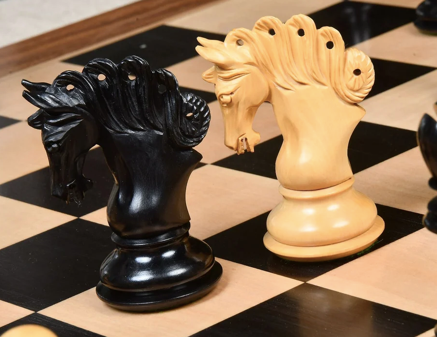 The Pegasus Series Artisan Luxury Staunton Chess Pieces- 4.6" King- Triple Weighted Ebony