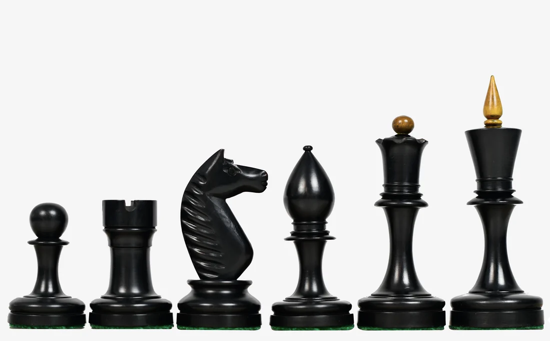 The Averbakh 1949 Moscow Chess Championship Repro Chess Pieces- Weighted Ebonized & Antiqued Boxwood- 4.2" King
