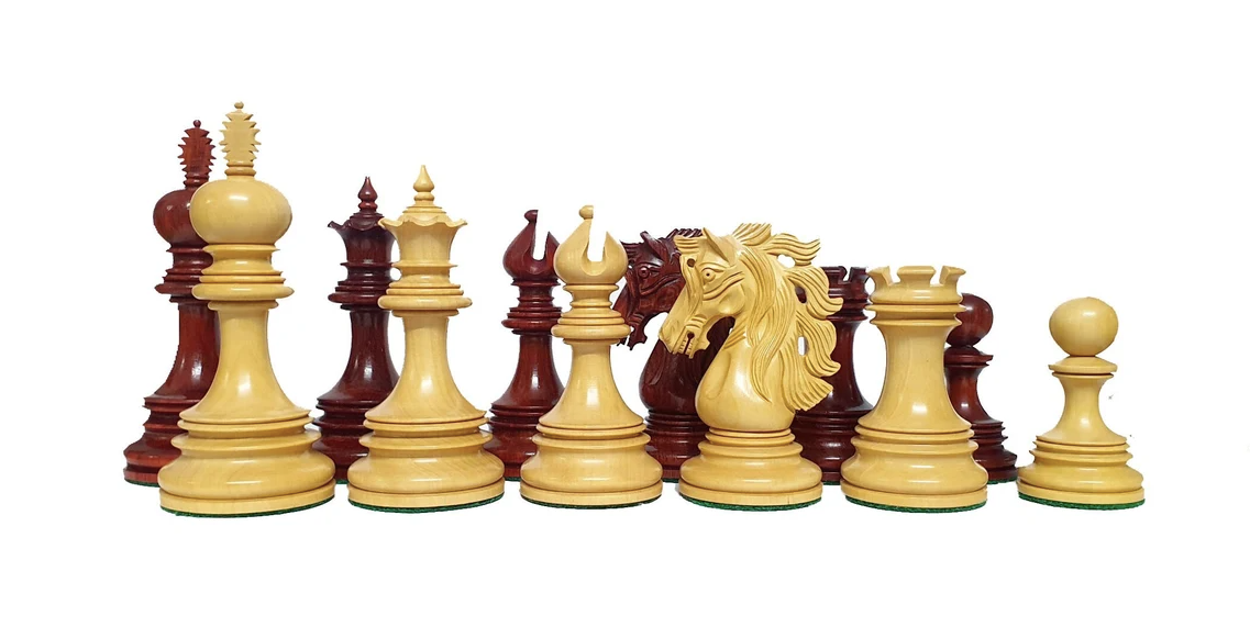 4.5" Andalusian Luxury Series Chess Pieces Only Set - Triple Weighted Bud Rosewood