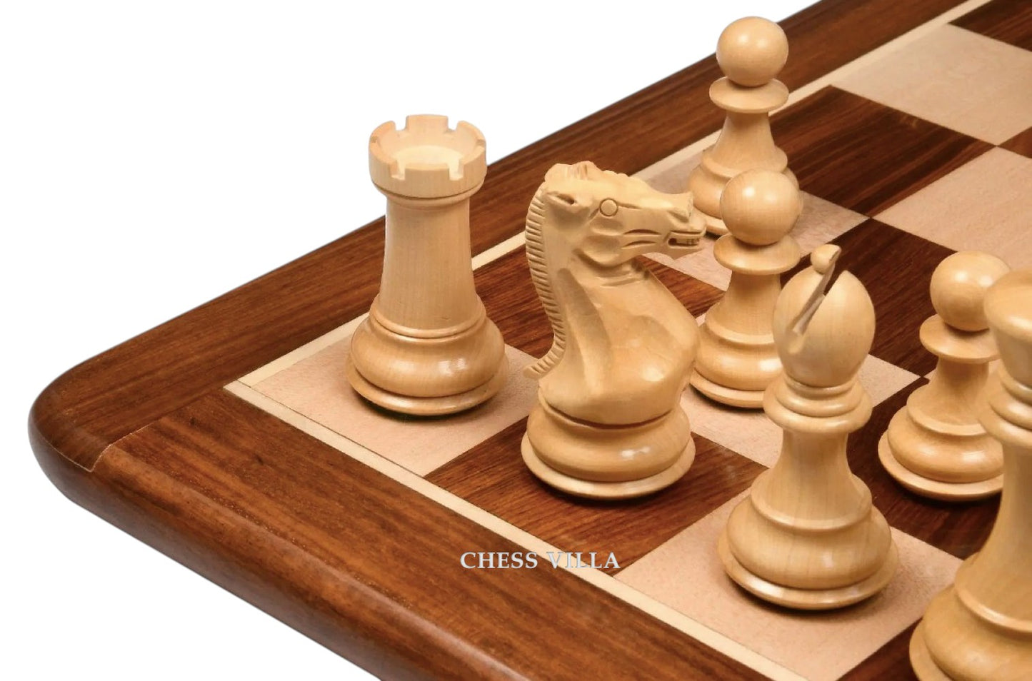 Combo of 4″ Professional Club Staunton Chess Set- Pieces in Golden Rosewood with 21" Golden Rosewood Chessboard