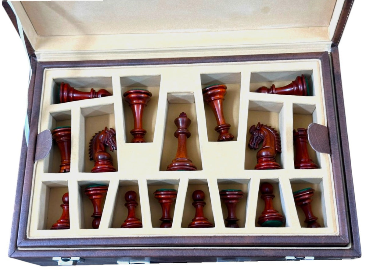 Signature Leatherette Coffer Storage Box For Chess Pieces Upto 4" King Size