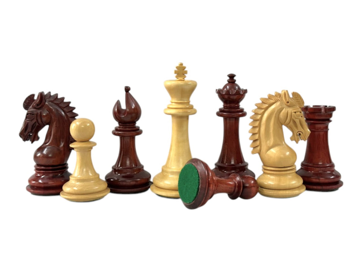 3.75" Sheffield Knight Luxury Chess Pieces Only Set- Double Weighted Budrose Wood