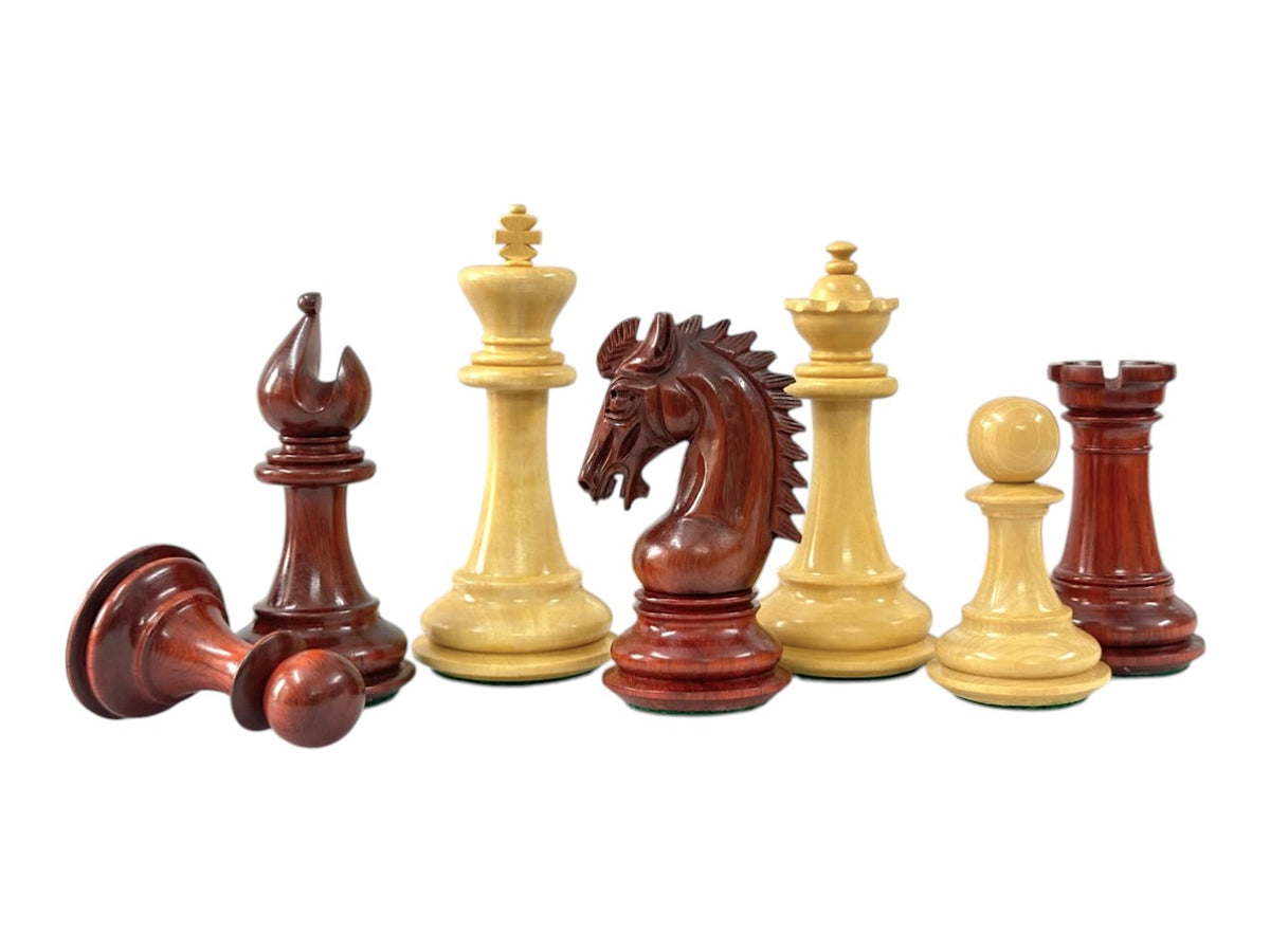 3.75" Sheffield Knight Luxury Chess Pieces Only Set- Double Weighted Budrose Wood