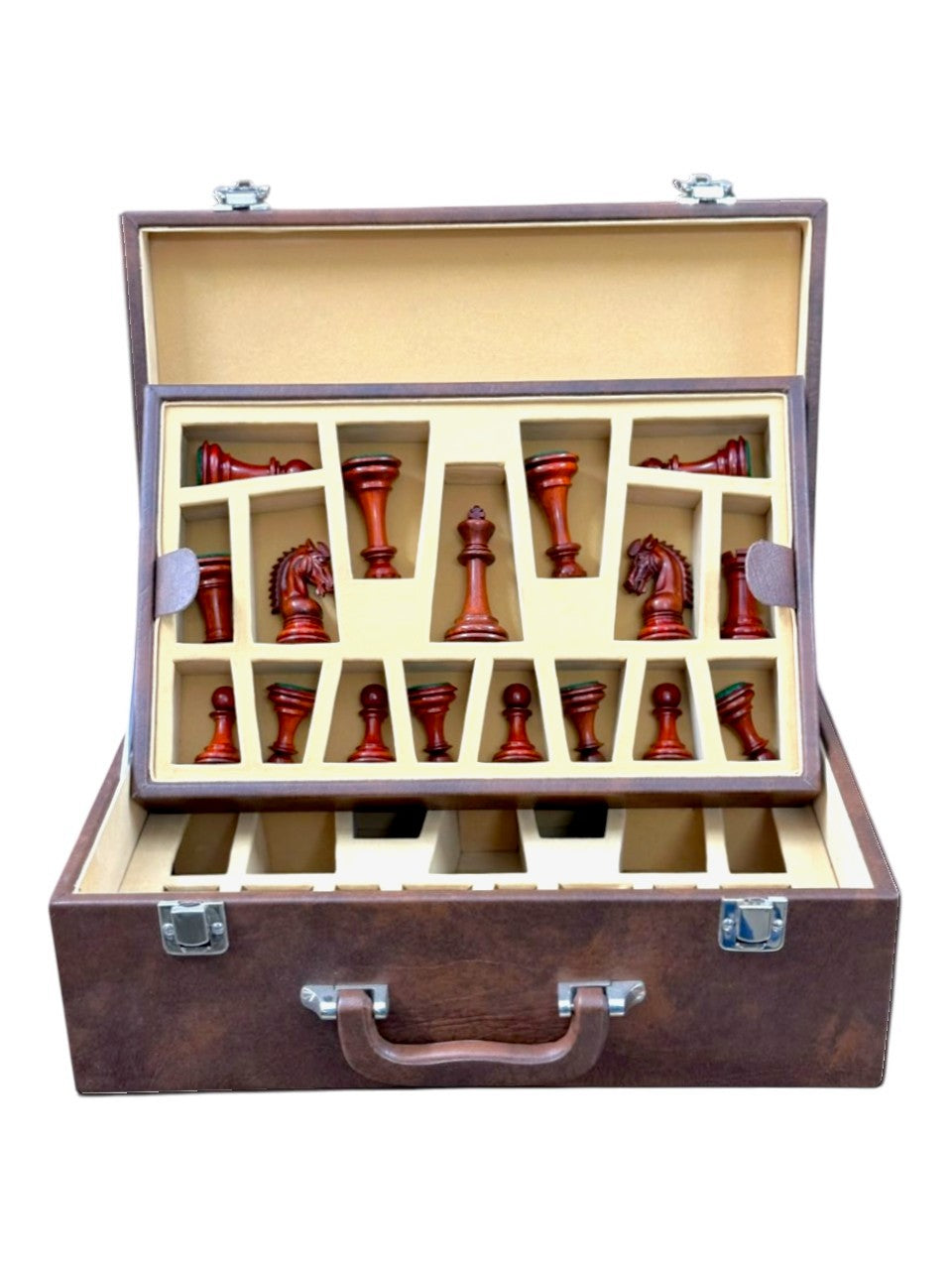 Signature Leatherette Coffer Storage Box For Chess Pieces Upto 4" King Size