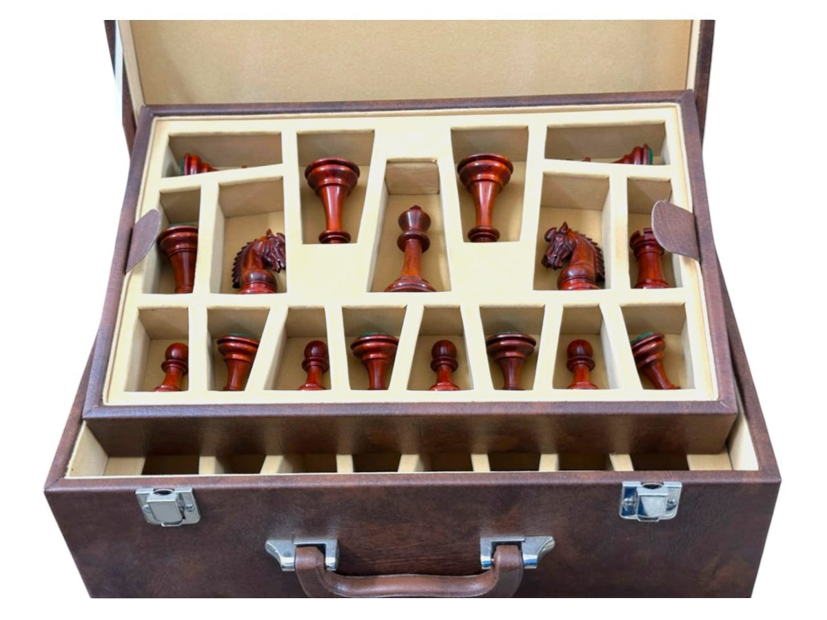 Signature Leatherette Coffer Storage Box For Chess Pieces Upto 4" King Size