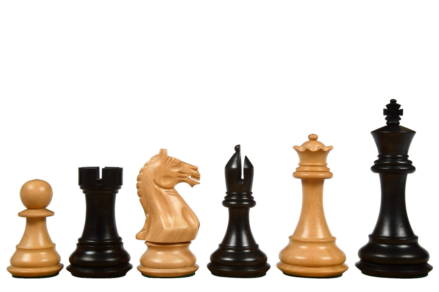 4" Fierce Knight Staunton Chess Pieces Only Set – Ebonised Boxwood & Boxwood
