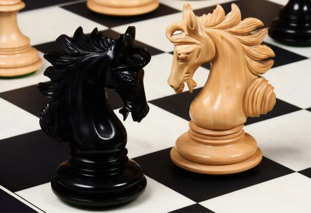 The Arabian Knight Series Artisan Luxury Staunton Chess Pieces- 4.2" King- Triple Weighted Ebony
