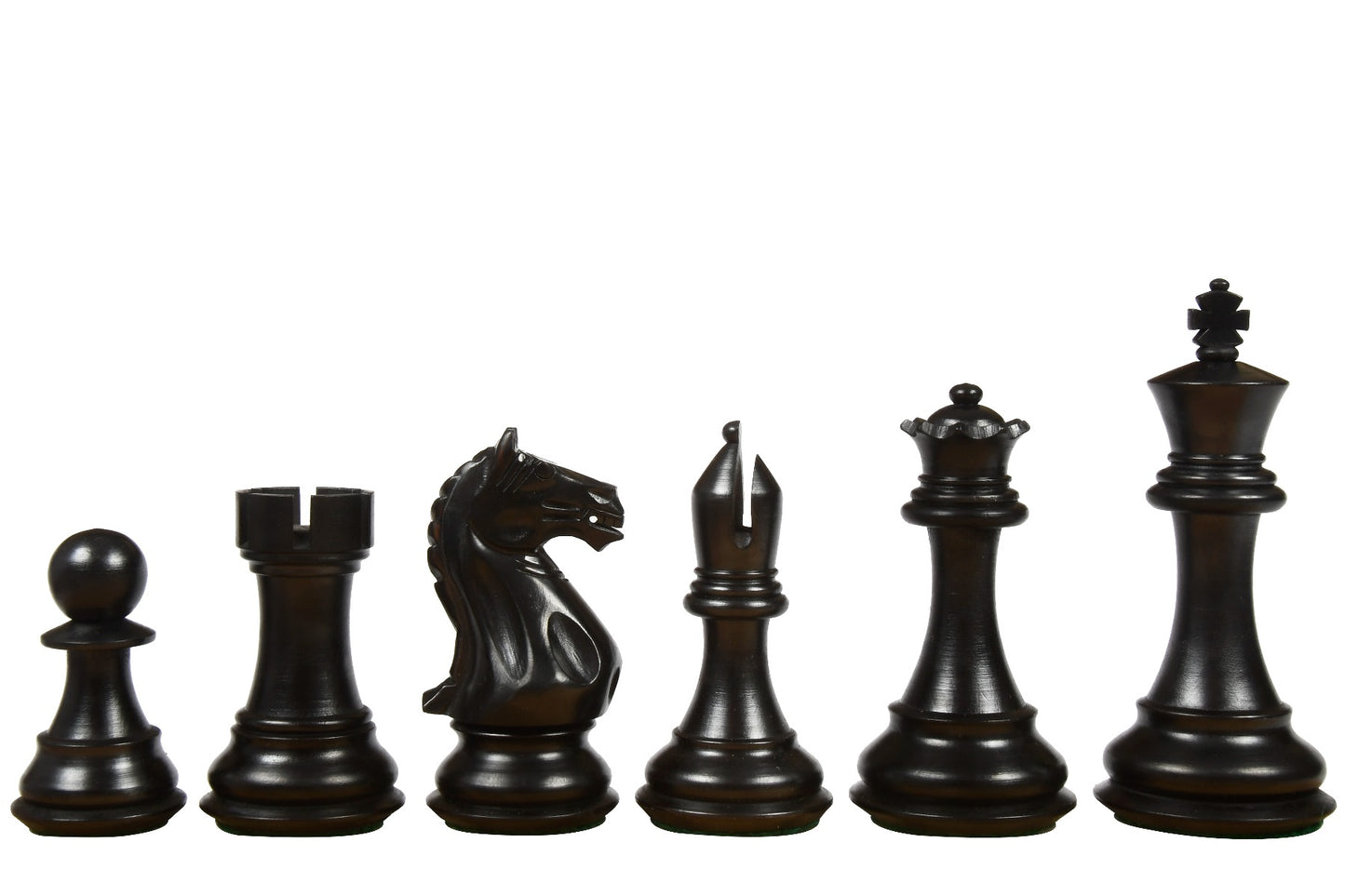 4" Fierce Knight Staunton Chess Pieces Only Set – Ebonised Boxwood & Boxwood