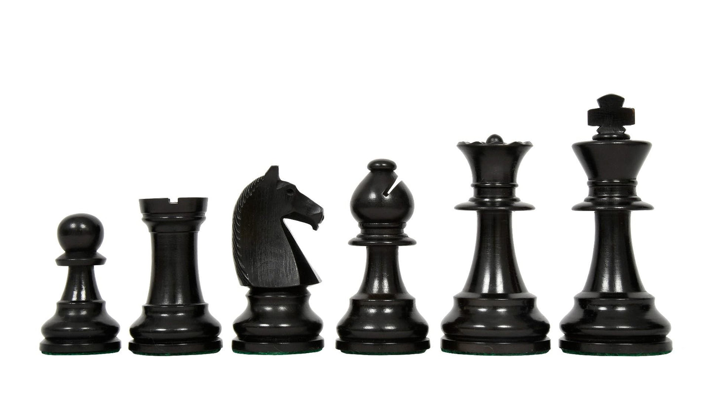 90s Reproduced 3.6" French Chavet Championship Tournament Chess Pieces Only Set-Weighted Ebonised Boxwood