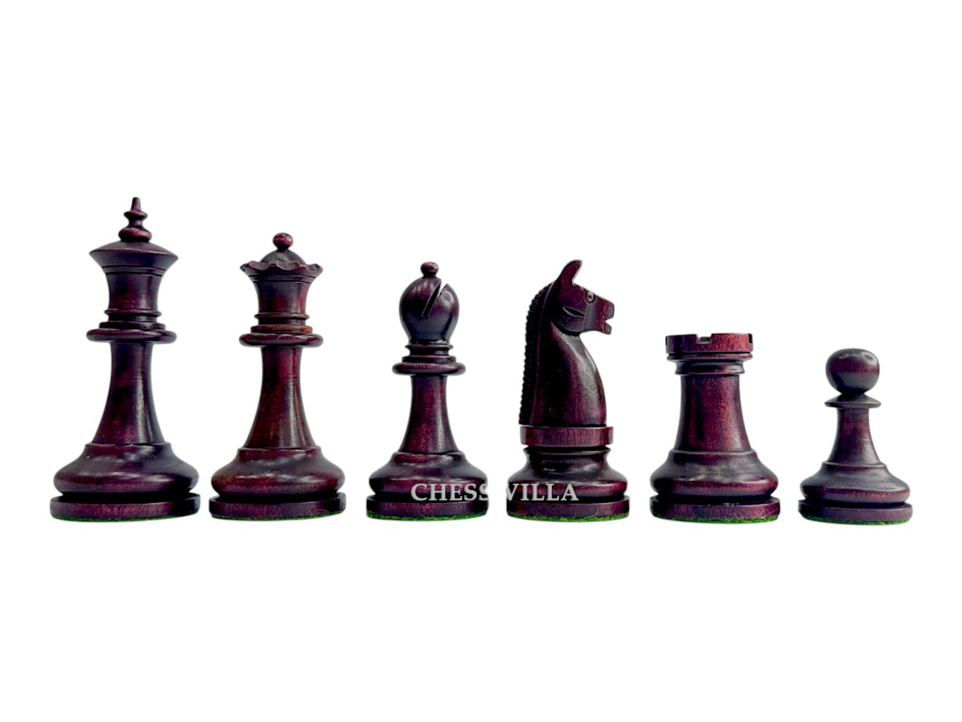 1900s' American Chess Company Reproduction Chess Set - Chess Pieces Only - Weighted Mahogany Stained & Boxwood- 3.8" King