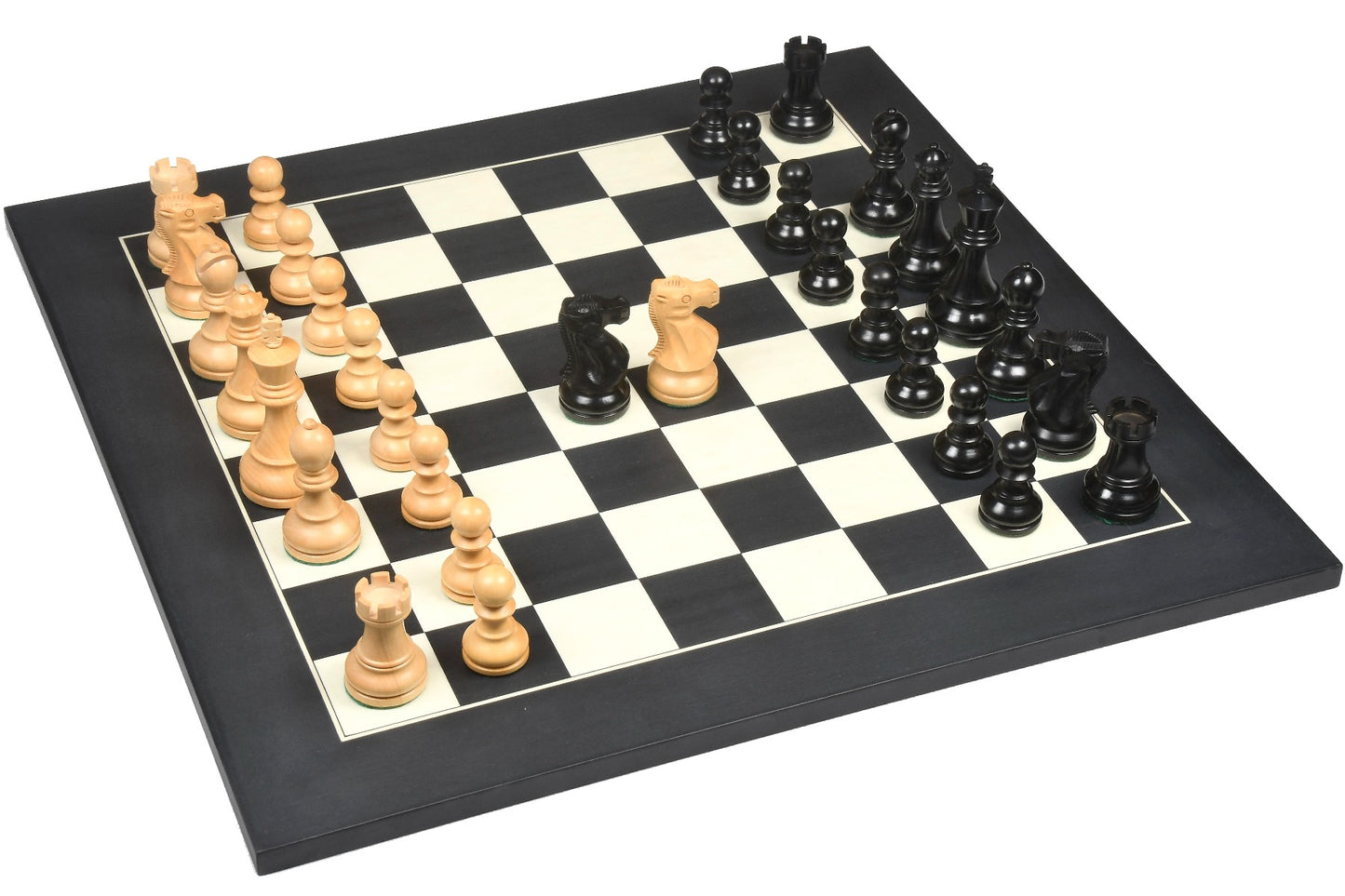 1972 Reproduced Reykjavik Championship Series Chess Pieces 3.7" - Weighted Ebonised Boxwood & Boxwood