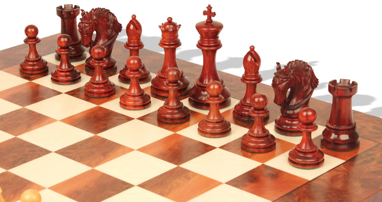 The King Arthur Series Luxury Staunton Chess Pieces Only Set - 4.5" King Size - Triple Weighted Bud Rosewood