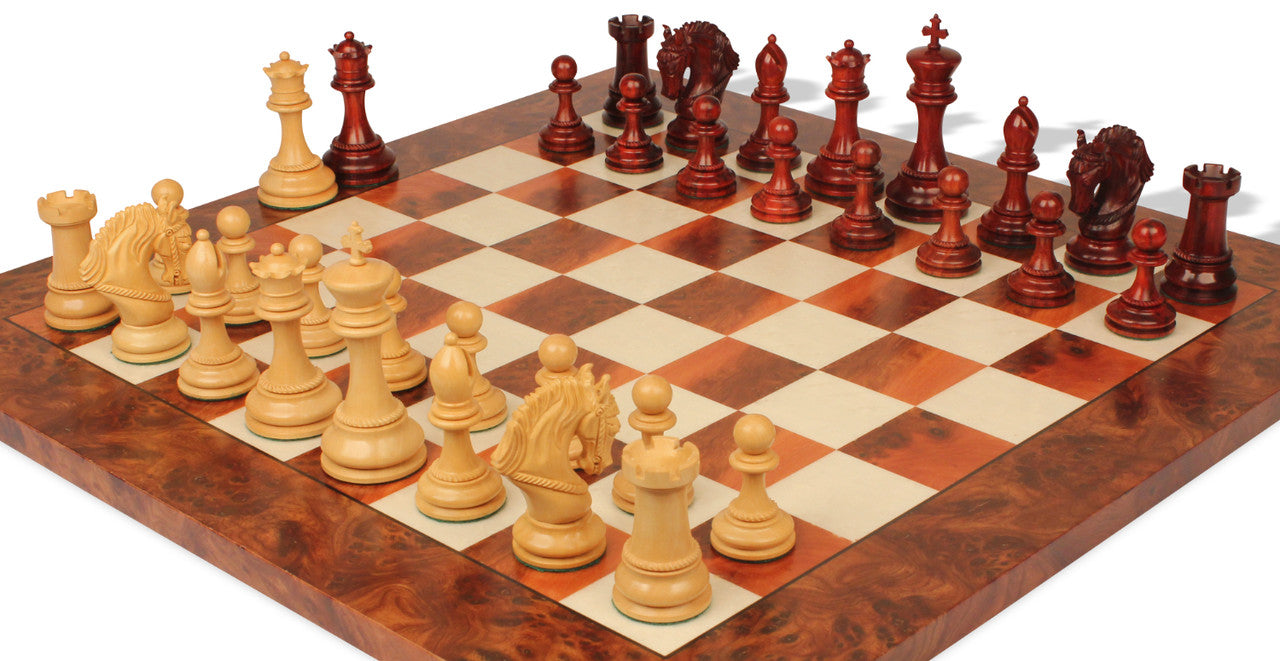 The King Arthur Series Luxury Staunton Chess Pieces Only Set - 4.5" King Size - Triple Weighted Bud Rosewood