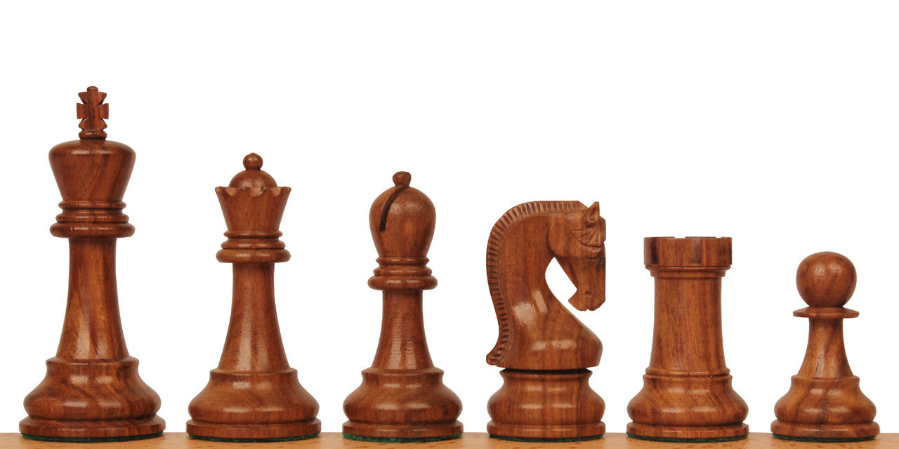 4" Leningrad Series Luxury Staunton Chess Pieces Only Set - Weighted Golden Rosewood