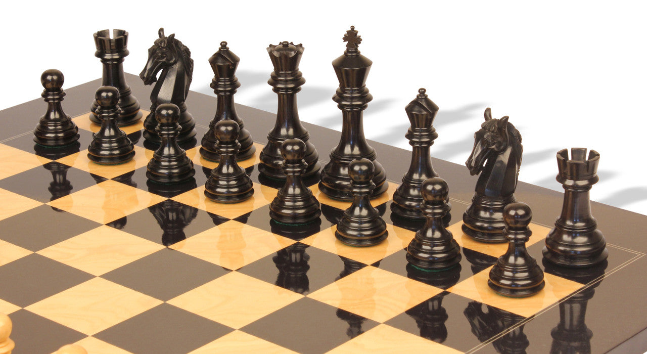 4.6" Rare Columbian Luxury Chess Pieces Only Set - Triple Weighted Ebony
