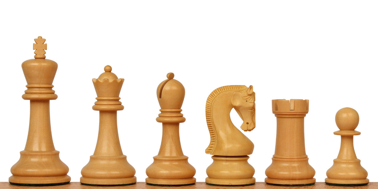4" Leningrad Series Luxury Staunton Chess Pieces Only Set - Weighted Ebonised Boxwood