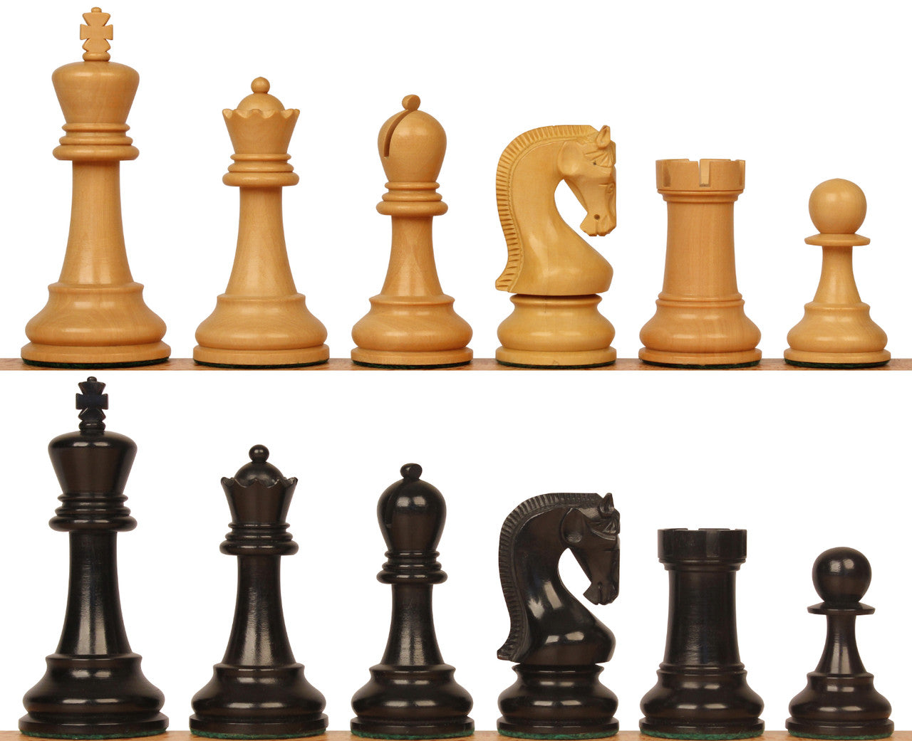 4" Leningrad Series Luxury Staunton Chess Pieces Only Set - Weighted Ebonised Boxwood