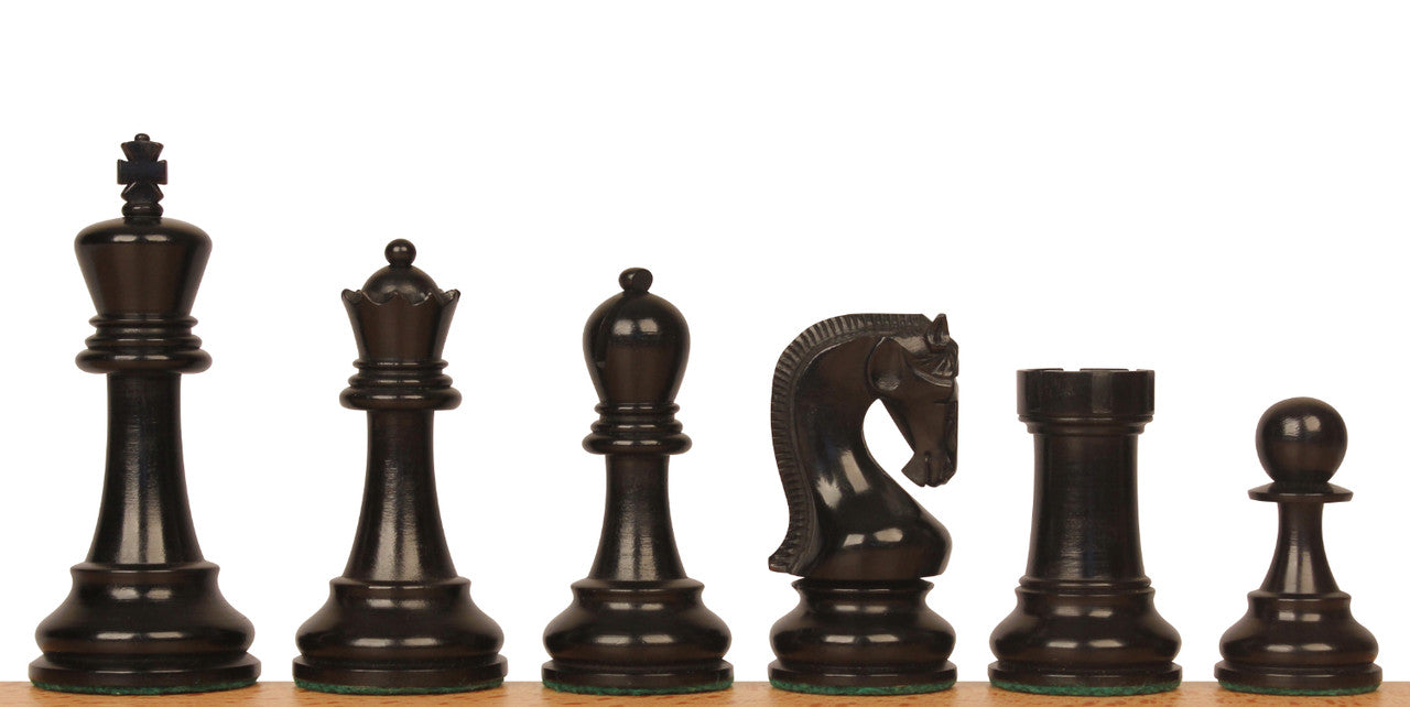 4" Leningrad Series Luxury Staunton Chess Pieces Only Set - Weighted Ebonised Boxwood