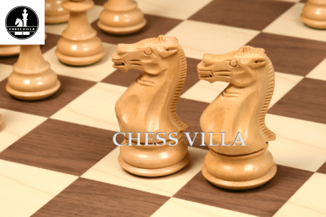 Combo of 4″ Professional Club Staunton Chess Set- Pieces in Golden Rosewood with 21" Golden Rosewood Chessboard - Chess Villa