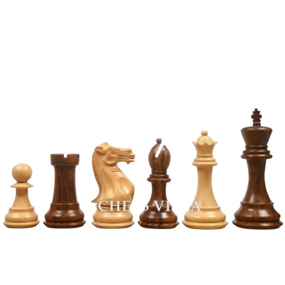 Combo of 4″ Professional Club Staunton Chess Set- Pieces in Golden Rosewood with 21" Golden Rosewood Chessboard - Chess Villa