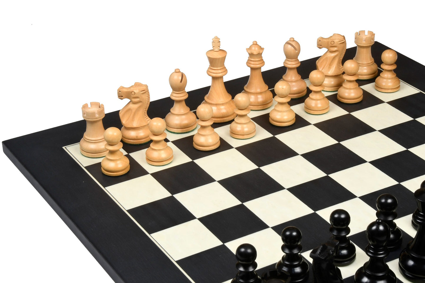 1972 Reproduced Reykjavik Championship Series Chess Pieces 3.7" - Weighted Ebonised Boxwood & Boxwood