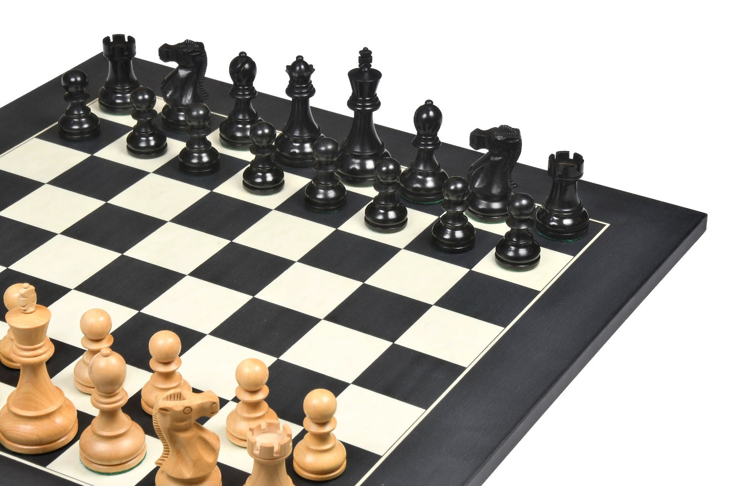 1972 Reproduced Reykjavik Championship Series Chess Pieces 3.7" - Weighted Ebonised Boxwood & Boxwood